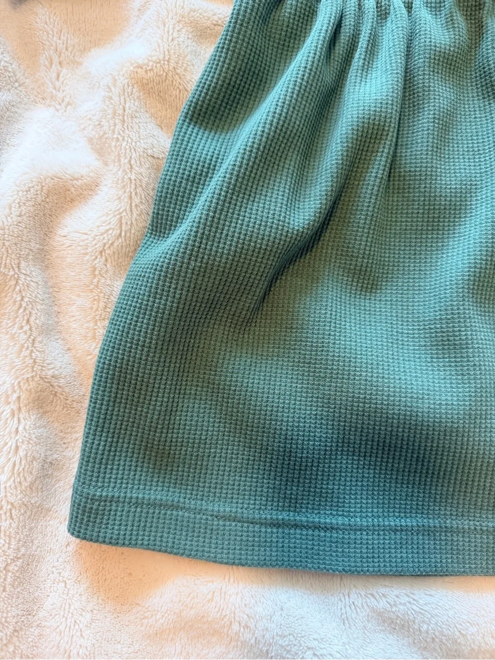 Primary Green Hooded Waffle-Knit Dress with Drawstring